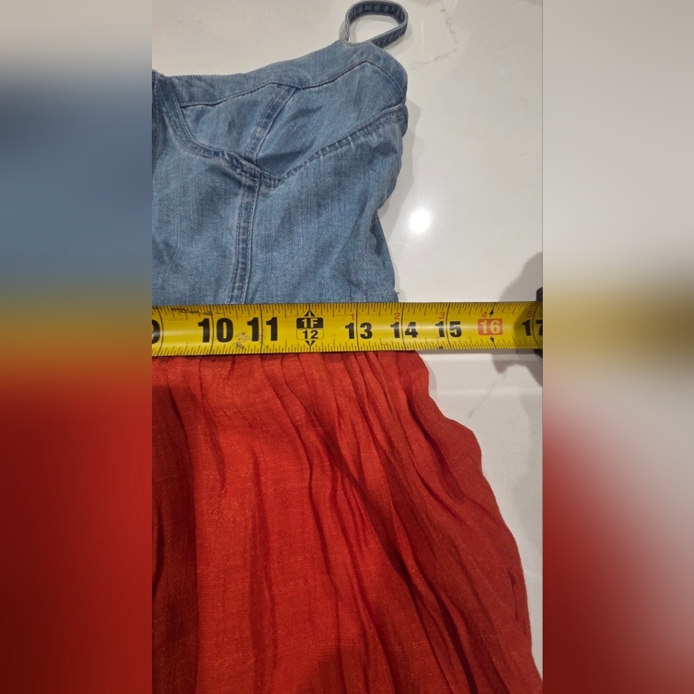 Chic Denim and Rust Maxi Dress Size Smal NWOT - Picture 12 of 15